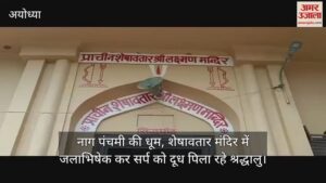 Read more about the article Dhoom of Nag Panchami in Ayodhya, devotees are feeding the snake by performing Jalabhishek in the Sheshawatar temple